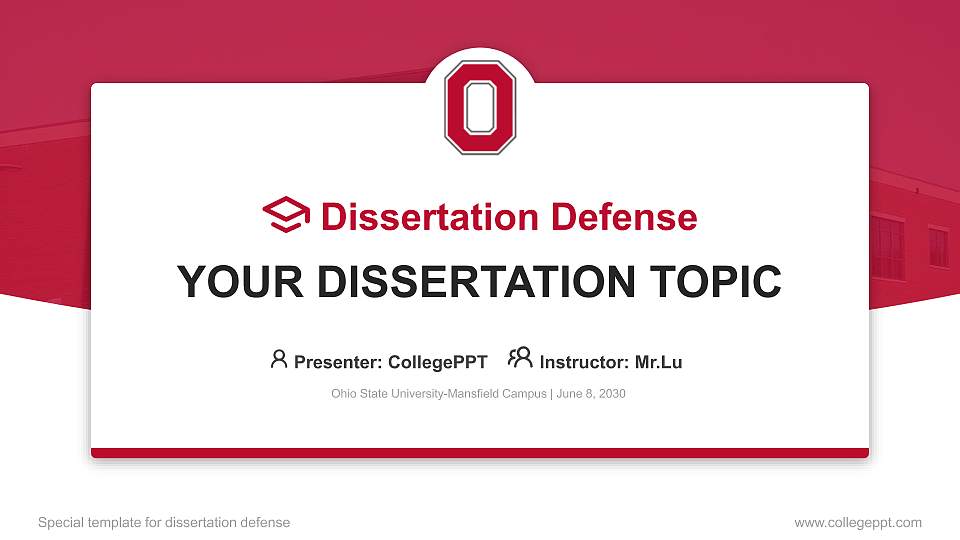 Ohio State University-Mansfield Campus Graduation Thesis Defense PPT Template16:9 ratio PPT effect preview image