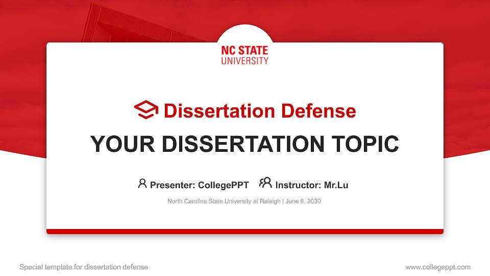 North Carolina State University at Raleigh Graduation Thesis Defense PPT Template16:9 ratio PPT effect preview image