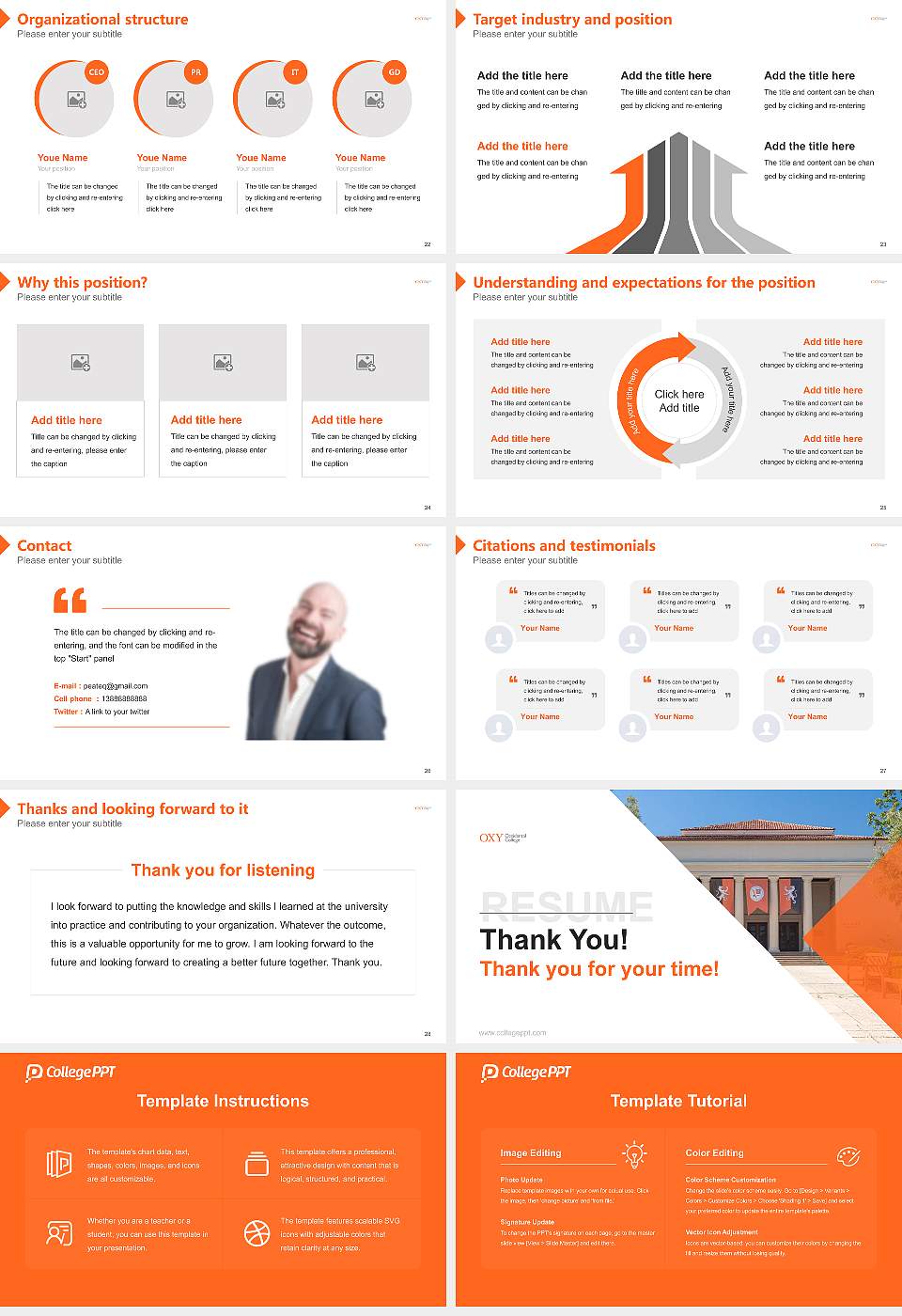 Occidental College Resume PPT Template16:9 ratio PPT effect preview image4