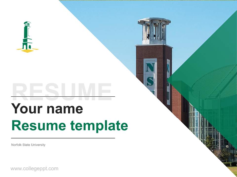 Norfolk State University Resume PPT Template4:3 ratio PPT effect preview image5