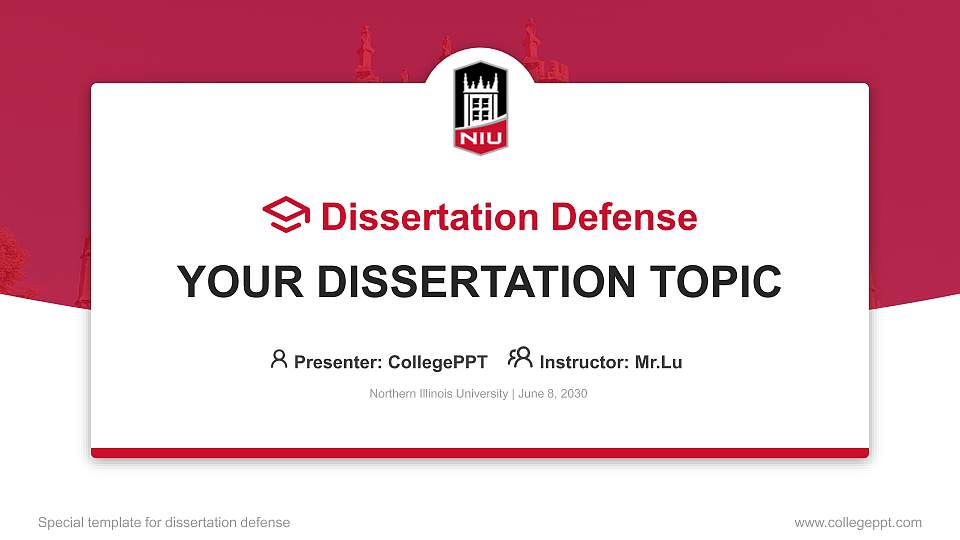 Northern Illinois University Graduation Thesis Defense PPT Template16:9 ratio PPT effect preview image