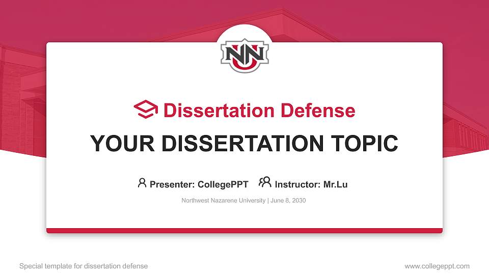Northwest Nazarene University Graduation Thesis Defense PPT Template16:9 ratio PPT effect preview image