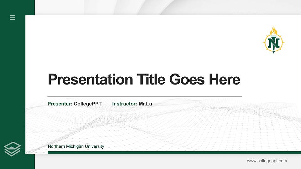 Northern Michigan University Thesis Proposal/Graduation Defense PPT Template16:9 ratio PPT effect preview image
