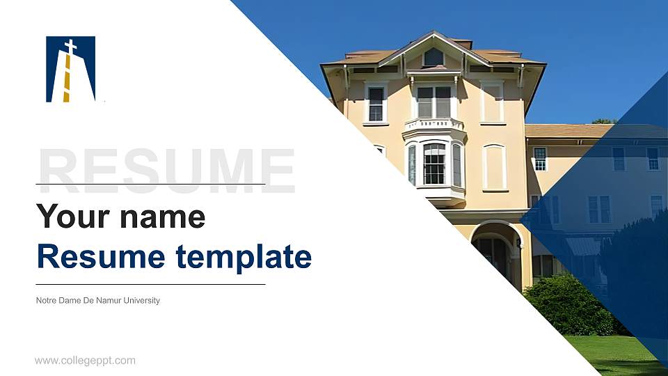 Notre Dame De Namur University Resume PPT Template16:9 ratio PPT effect preview image
