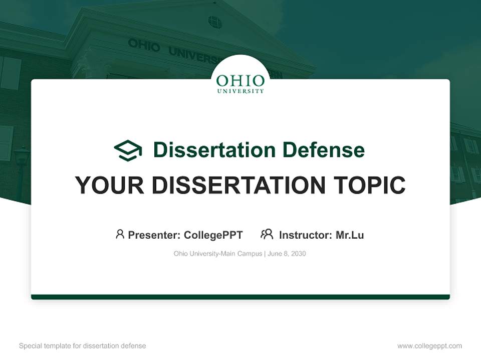 Ohio University-Main Campus Graduation Thesis Defense PPT Template4:3 ratio PPT effect preview image7