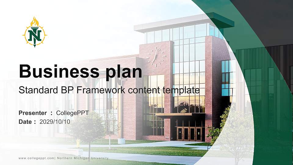 Northern Michigan University Competition/Entrepreneurship Contest PPT Template16:9 ratio PPT effect preview image