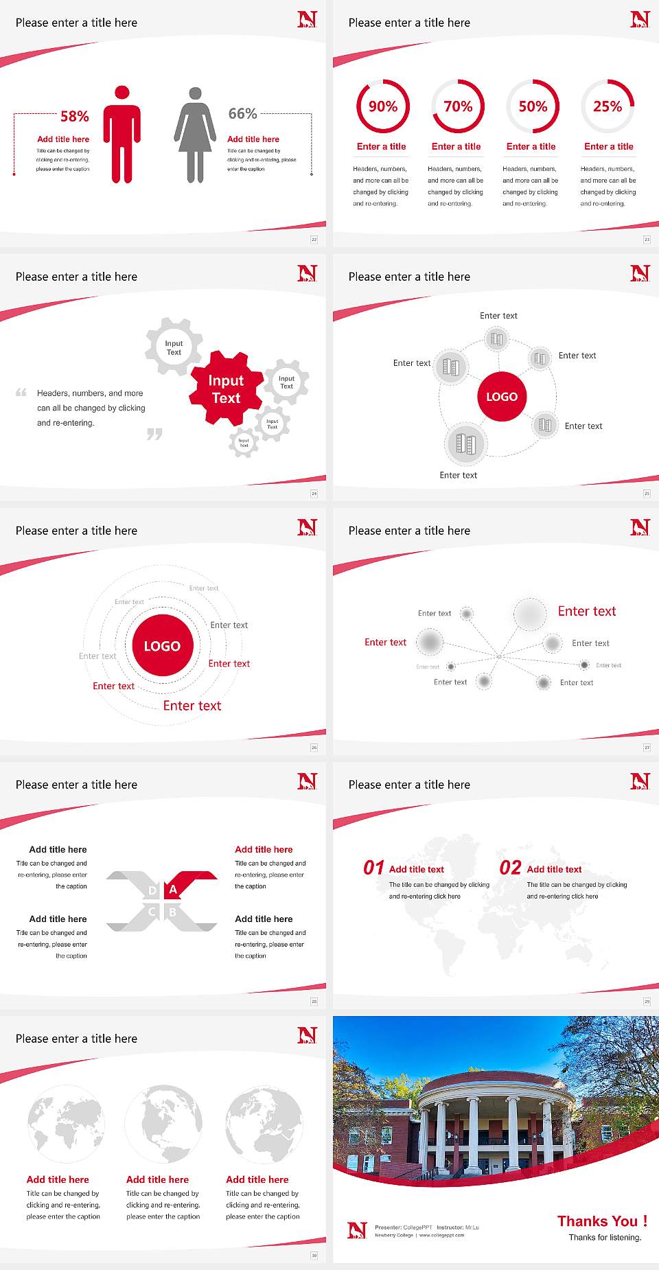 Newberry College Course/Courseware Creation PPT Template4:3 ratio PPT effect preview image4