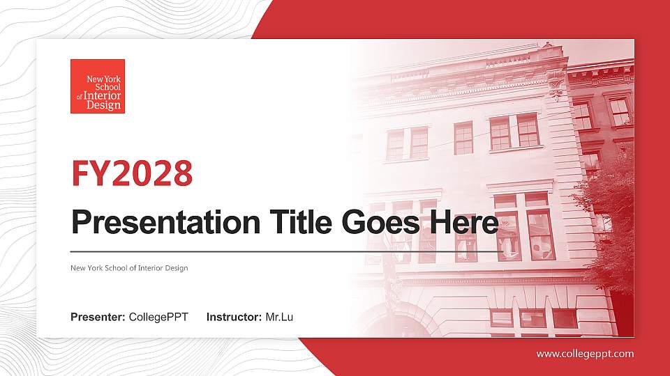 New York School of Interior Design Academic Presentation/Research Findings Report PPT Template16:9 ratio PPT effect preview image