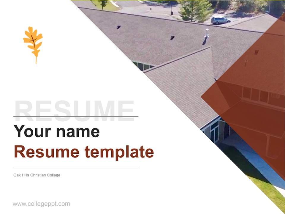 Oak Hills Christian College Resume PPT Template4:3 ratio PPT effect preview image5