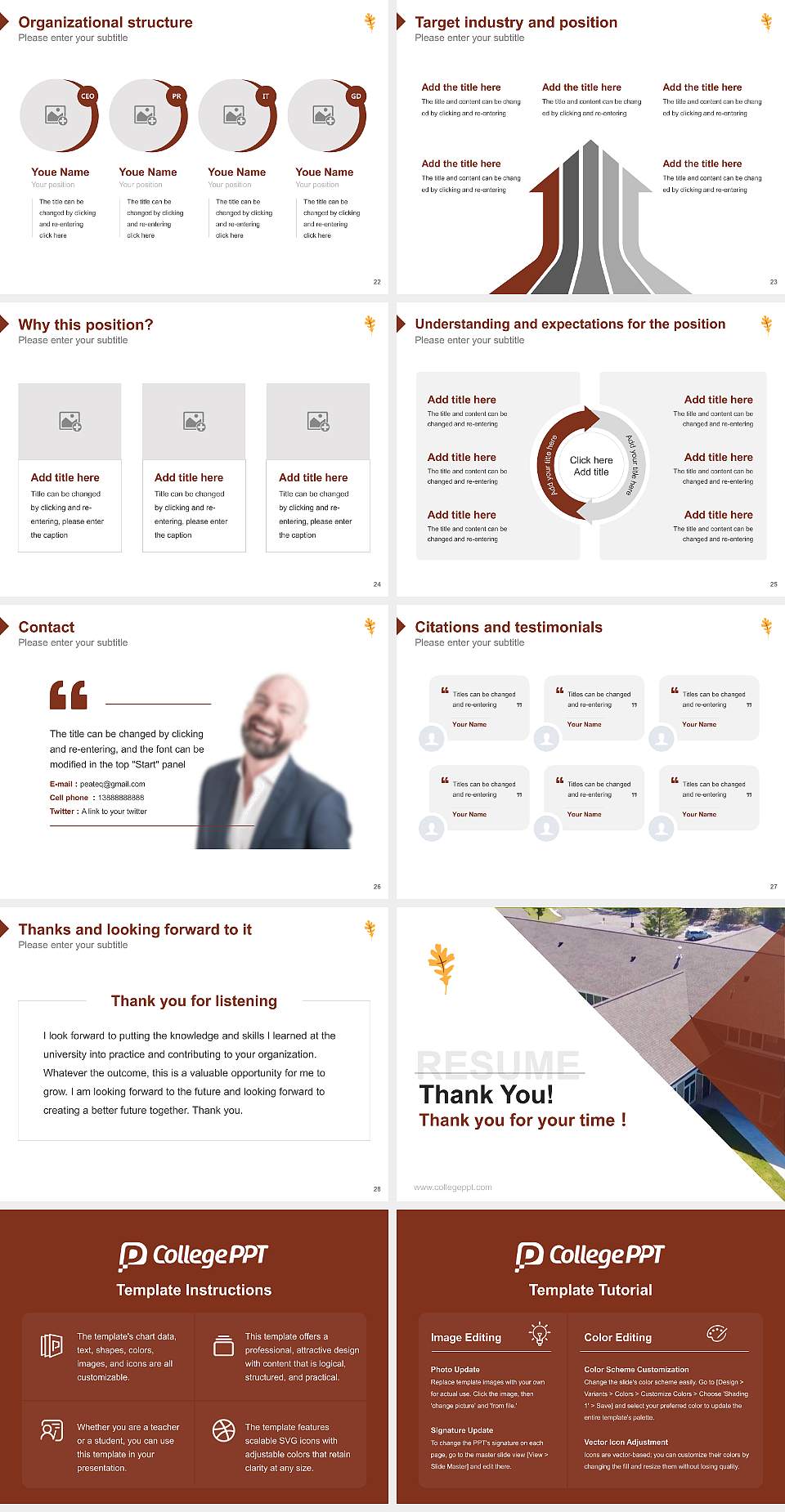 Oak Hills Christian College Resume PPT Template4:3 ratio PPT effect preview image4