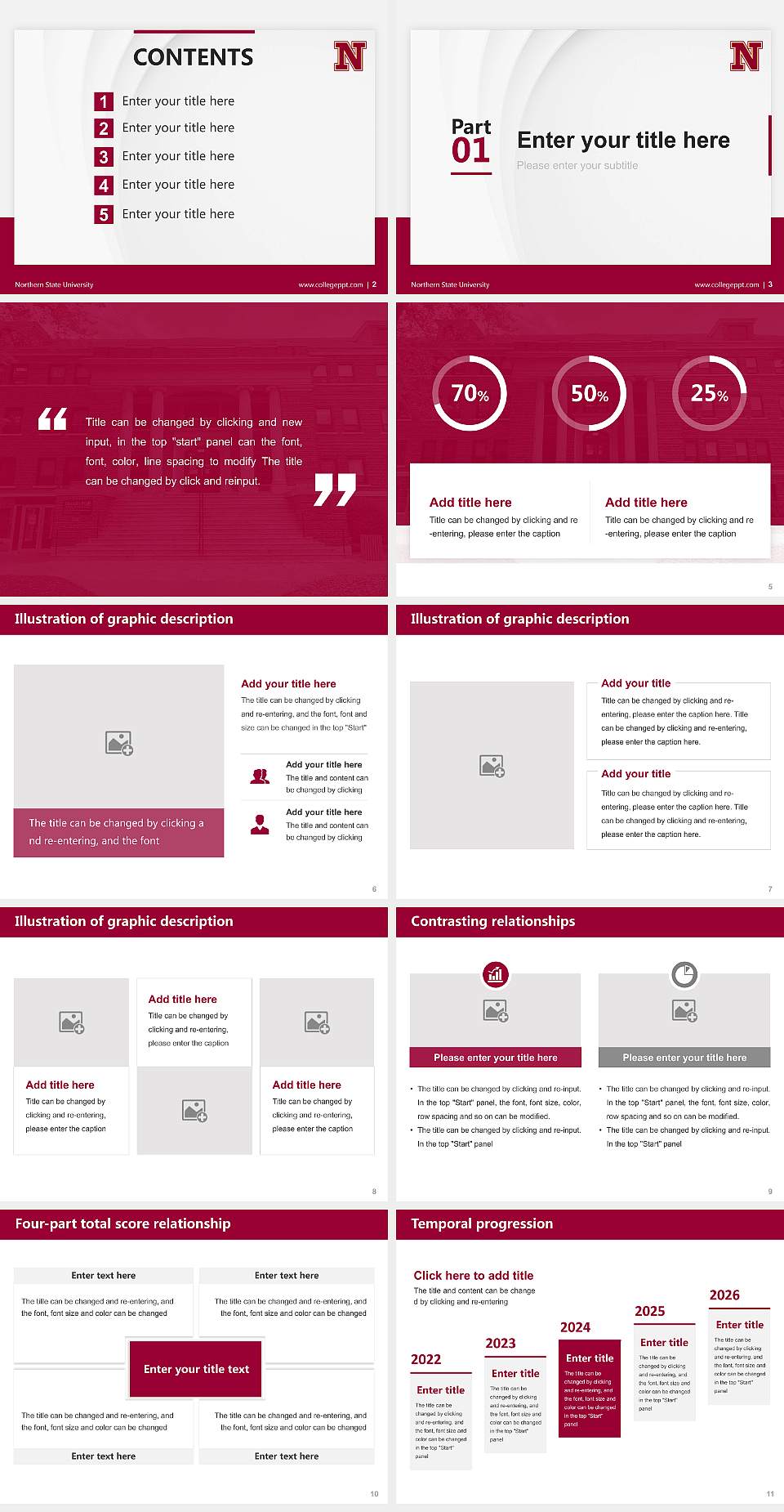 Northern State University Thesis Proposal/Graduation Defense PPT Template4:3 ratio PPT effect preview image2