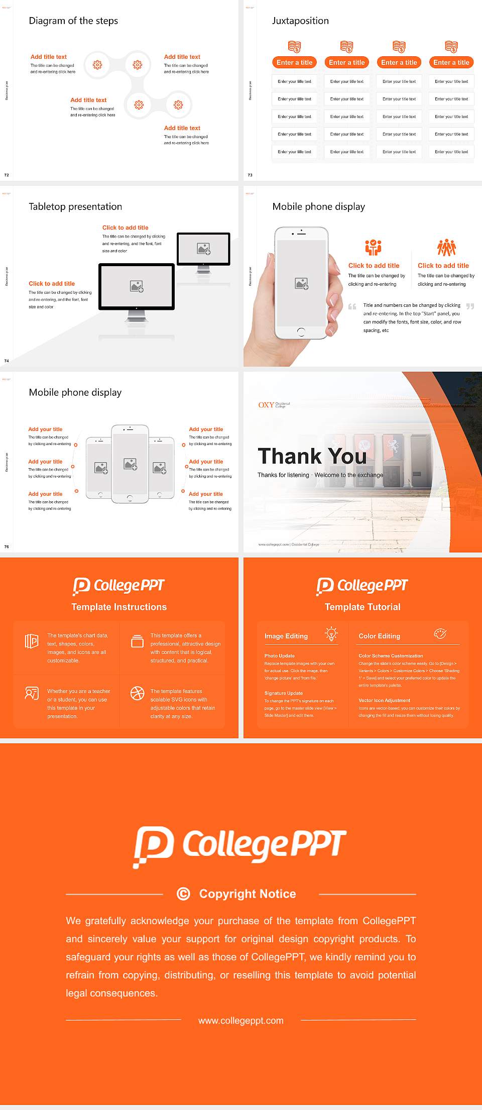 Occidental College Competition/Entrepreneurship Contest PPT Template4:3 ratio PPT effect preview image9