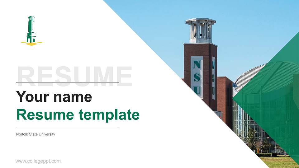 Norfolk State University Resume PPT Template16:9 ratio PPT effect preview image