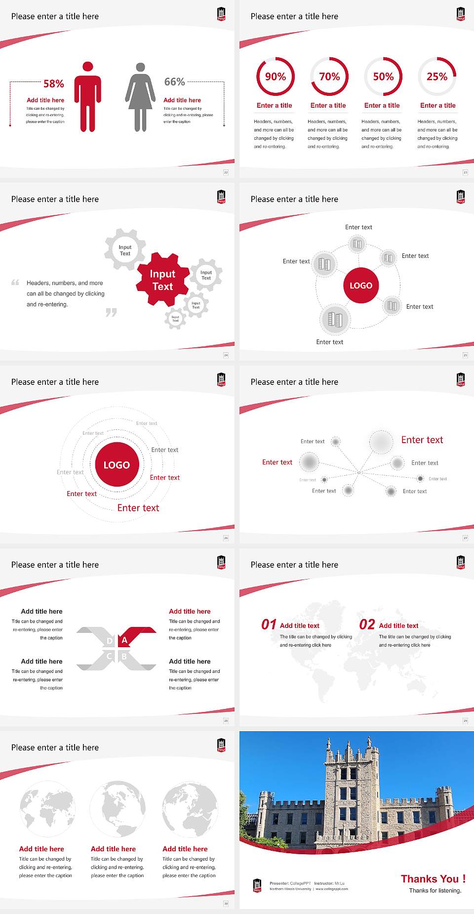 Northern Illinois University Course/Courseware Creation PPT Template4:3 ratio PPT effect preview image4