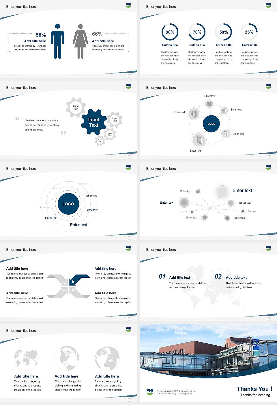 Northern Vermont University Course/Courseware Creation PPT Template16:9 ratio PPT effect preview image4