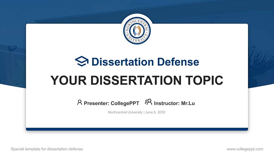 Northcentral University Graduation Thesis Defense PPT Template16:9 ratio PPT effect preview image