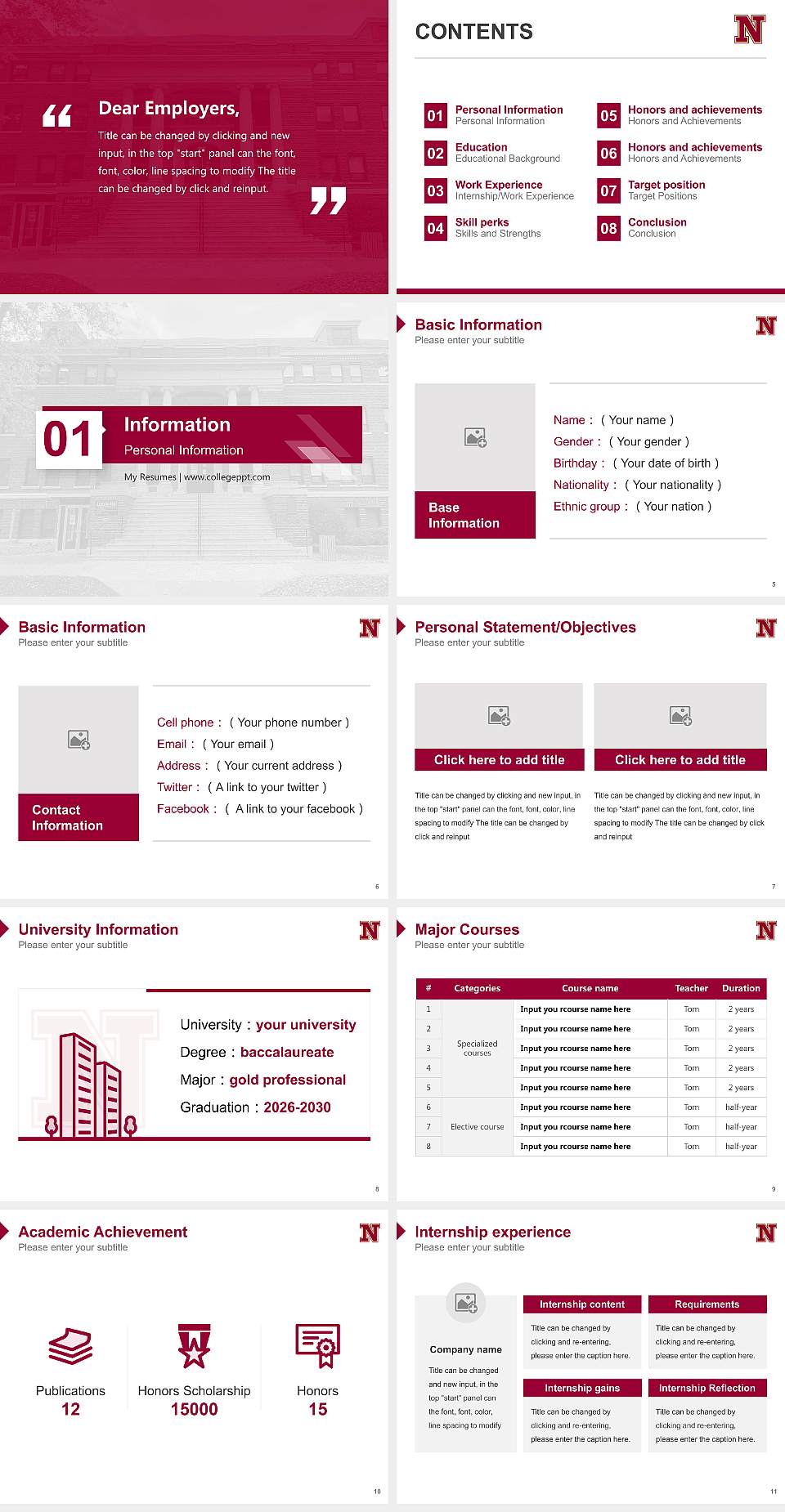 Northern State University Resume PPT Template4:3 ratio PPT effect preview image2
