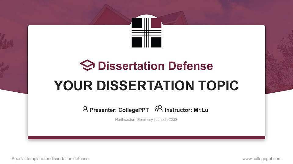 Northeastern Seminary Graduation Thesis Defense PPT Template16:9 ratio PPT effect preview image