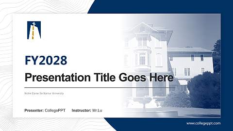 Notre Dame De Namur University Academic Presentation/Research Findings Report PPT Template