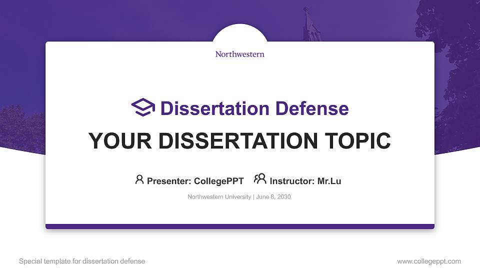 Northwestern University Graduation Thesis Defense PPT Template16:9 ratio PPT effect preview image
