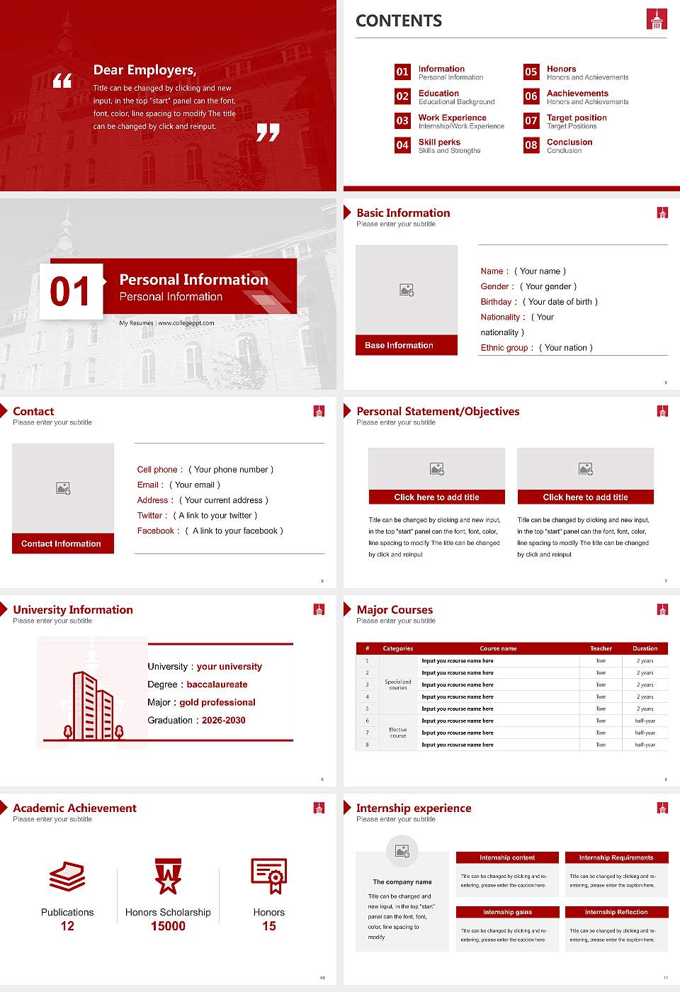 North Central College Resume PPT Template16:9 ratio PPT effect preview image2