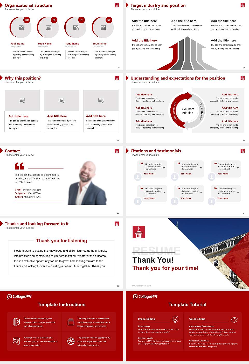 North Central College Resume PPT Template16:9 ratio PPT effect preview image4