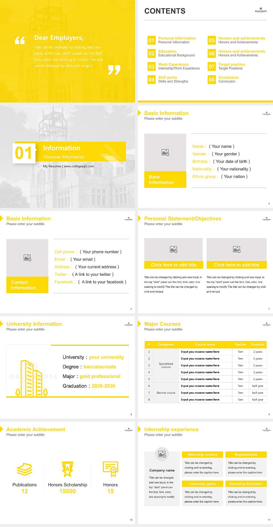 Oglethorpe University Resume PPT Template4:3 ratio PPT effect preview image2