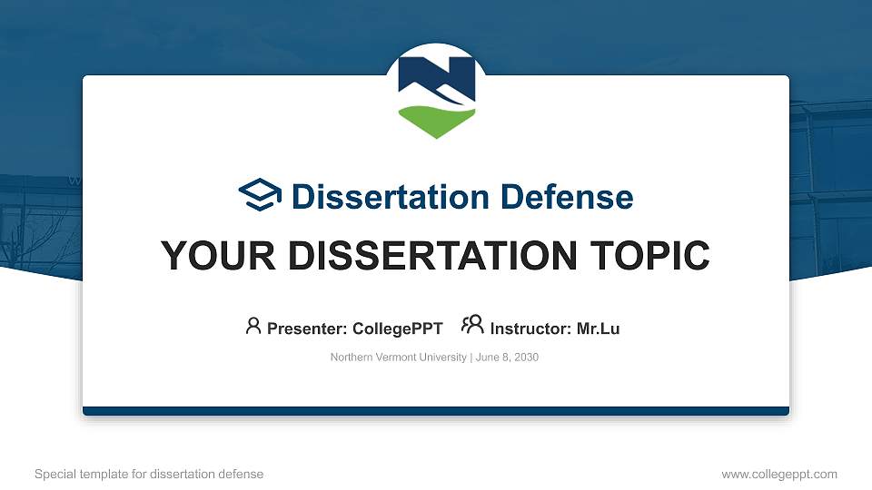 Northern Vermont University Graduation Thesis Defense PPT Template16:9 ratio PPT effect preview image