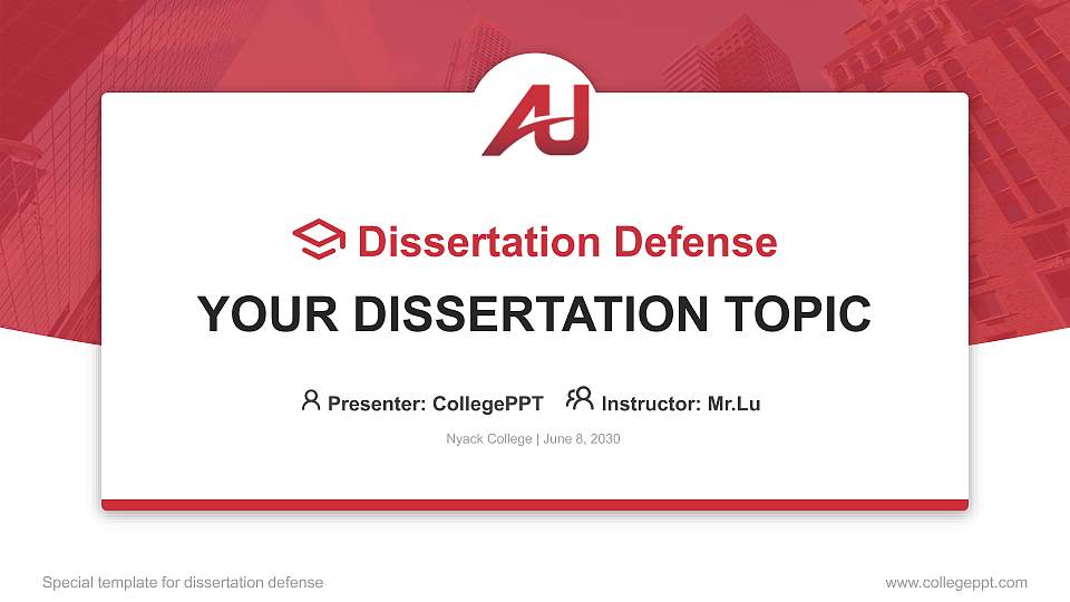 Nyack College Graduation Thesis Defense PPT Template16:9 ratio PPT effect preview image