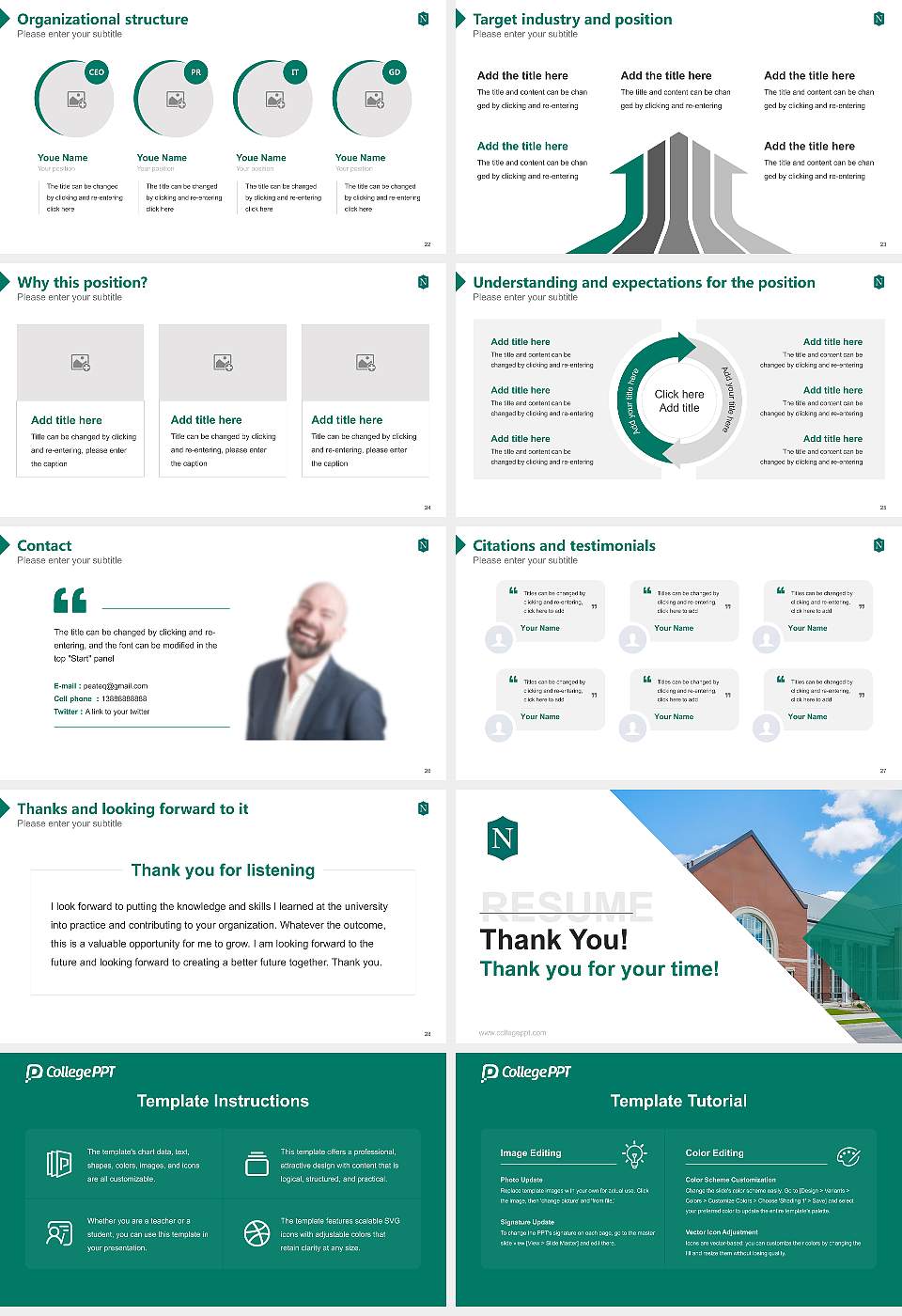 Nichols College Resume PPT Template16:9 ratio PPT effect preview image4
