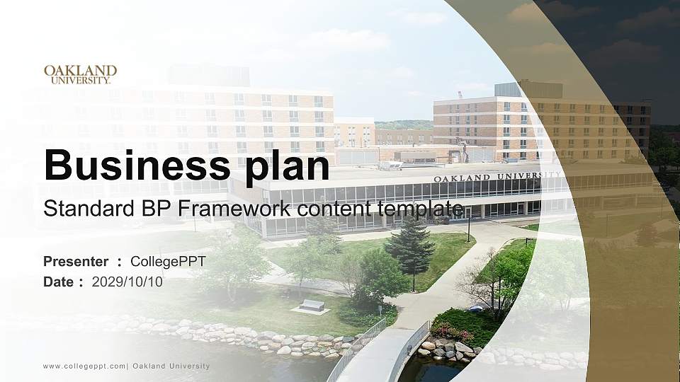 Oakland University Competition/Entrepreneurship Contest PPT Template16:9 ratio PPT effect preview image