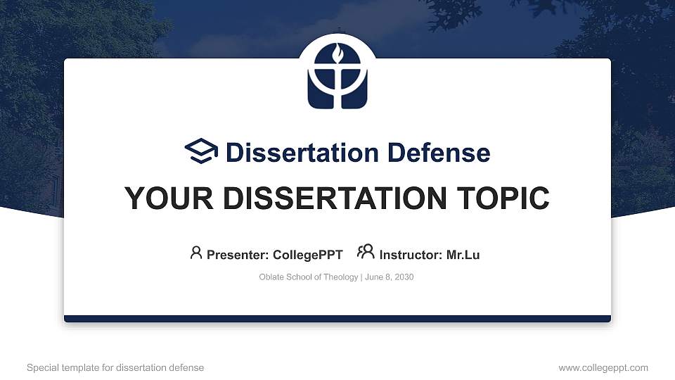 Oblate School of Theology Graduation Thesis Defense PPT Template16:9 ratio PPT effect preview image