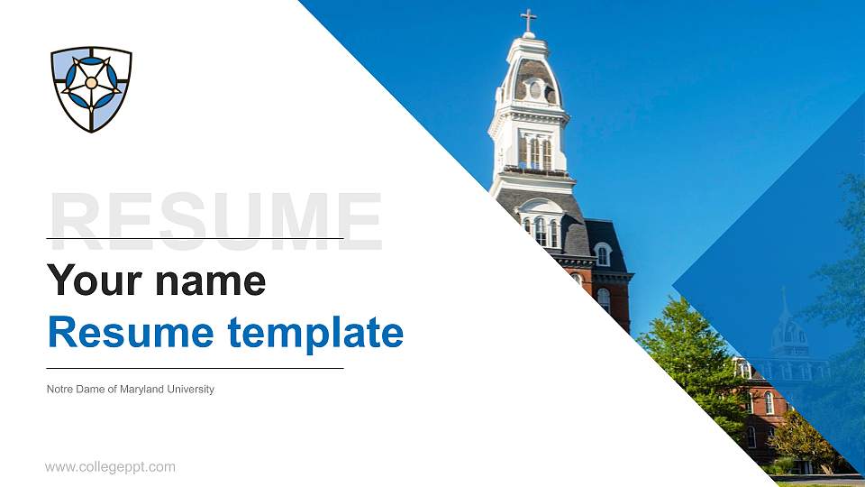 Notre Dame of Maryland University Resume PPT Template16:9 ratio PPT effect preview image