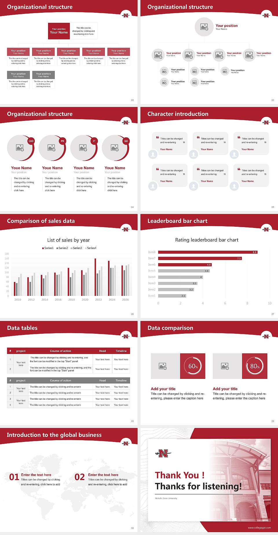 Nicholls State University Academic Presentation/Research Findings Report PPT Template4:3 ratio PPT effect preview image4