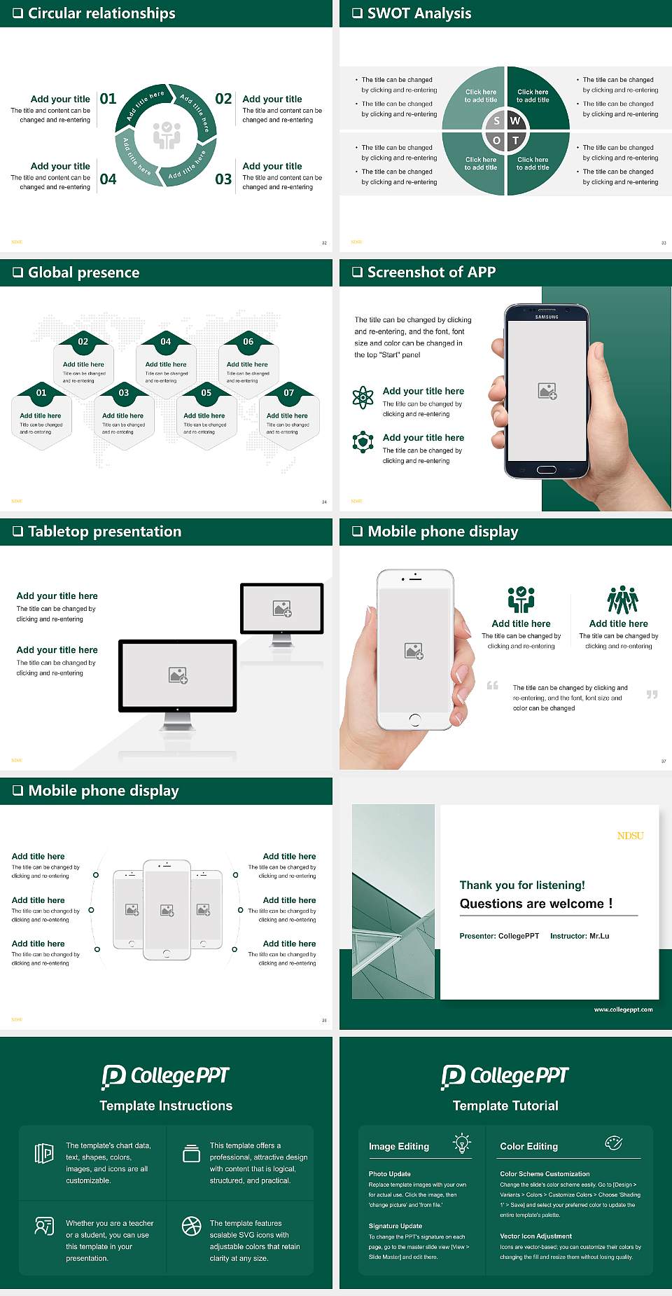 North Dakota State University-Main Campus General Purpose PPT Template4:3 ratio PPT effect preview image5