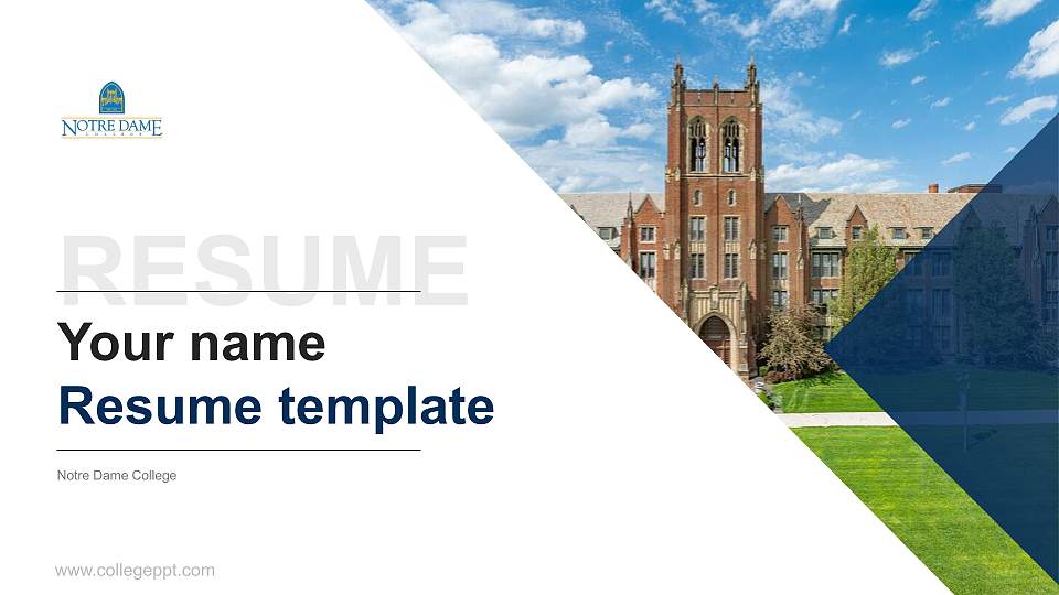 Notre Dame College Resume PPT Template16:9 ratio PPT effect preview image