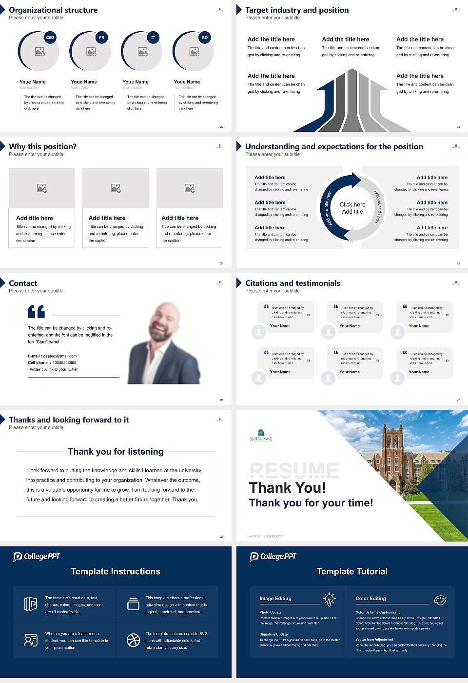 Notre Dame College Resume PPT Template16:9 ratio PPT effect preview image4