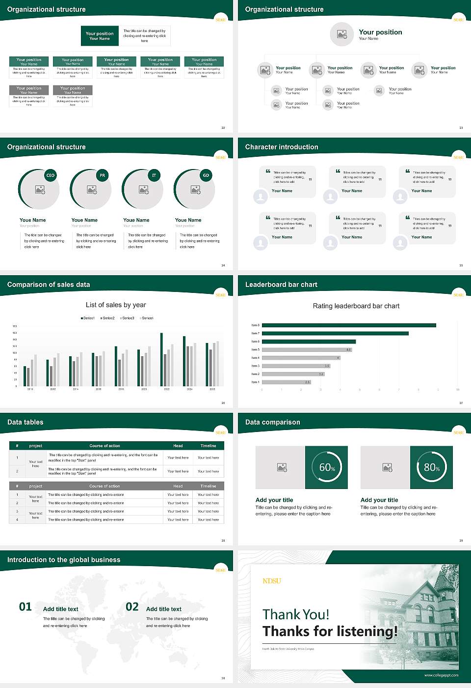 North Dakota State University-Main Campus Academic Presentation/Research Findings Report PPT Template16:9 ratio PPT effect preview image4