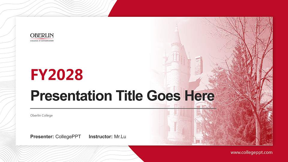 Oberlin College Academic Presentation/Research Findings Report PPT Template16:9 ratio PPT effect preview image