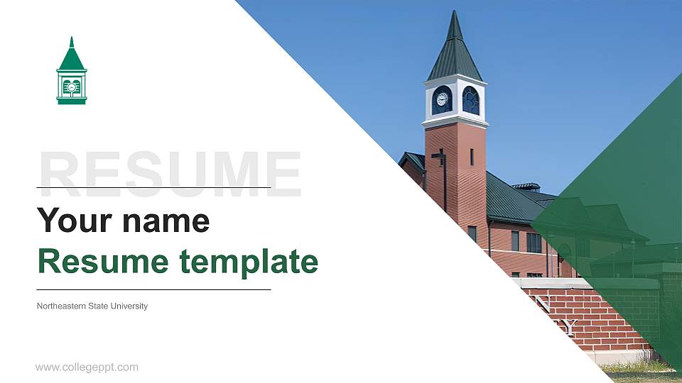 Northeastern State University Resume PPT Template16:9 ratio PPT effect preview image
