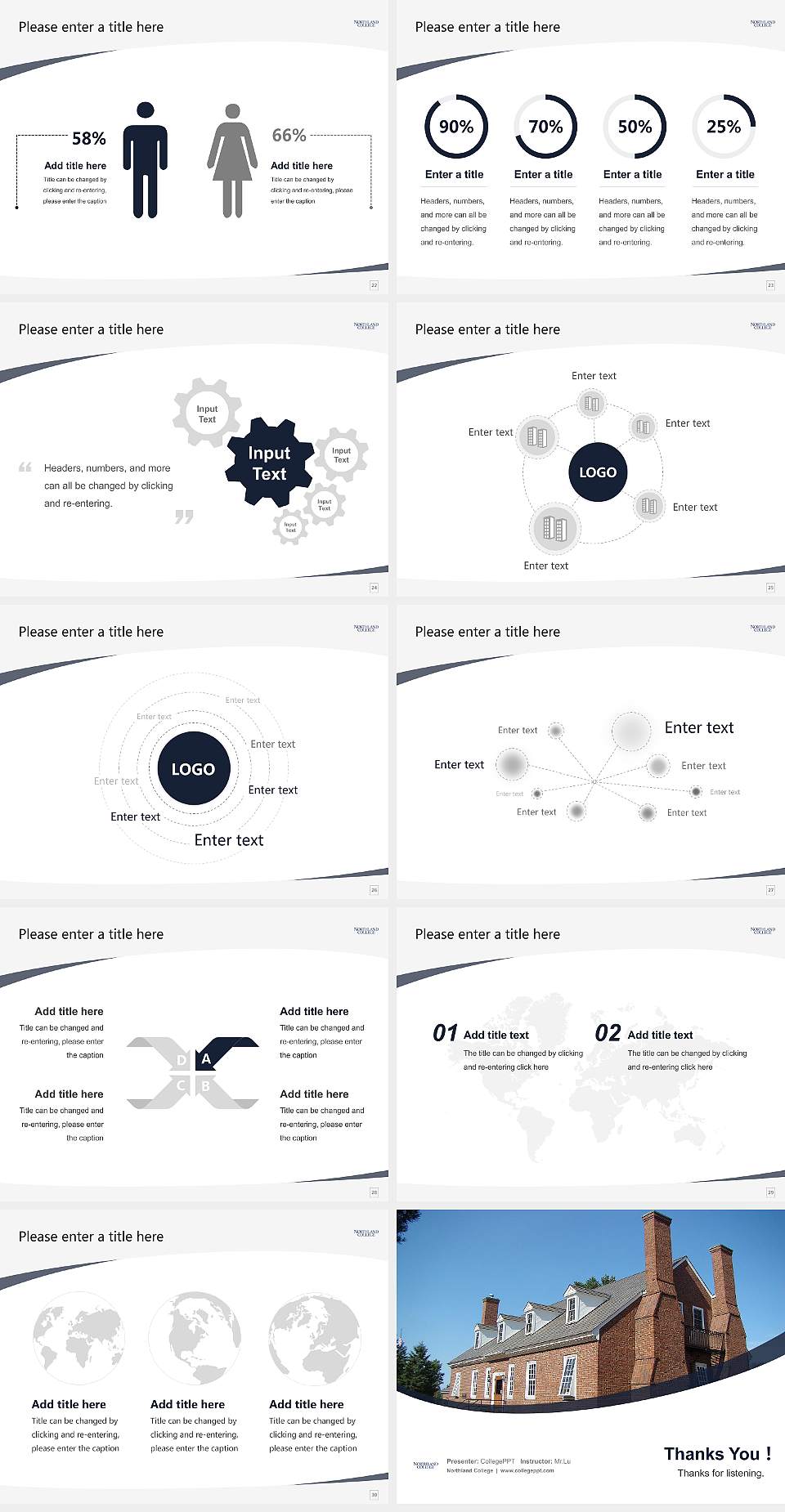 Northland College Course/Courseware Creation PPT Template4:3 ratio PPT effect preview image4