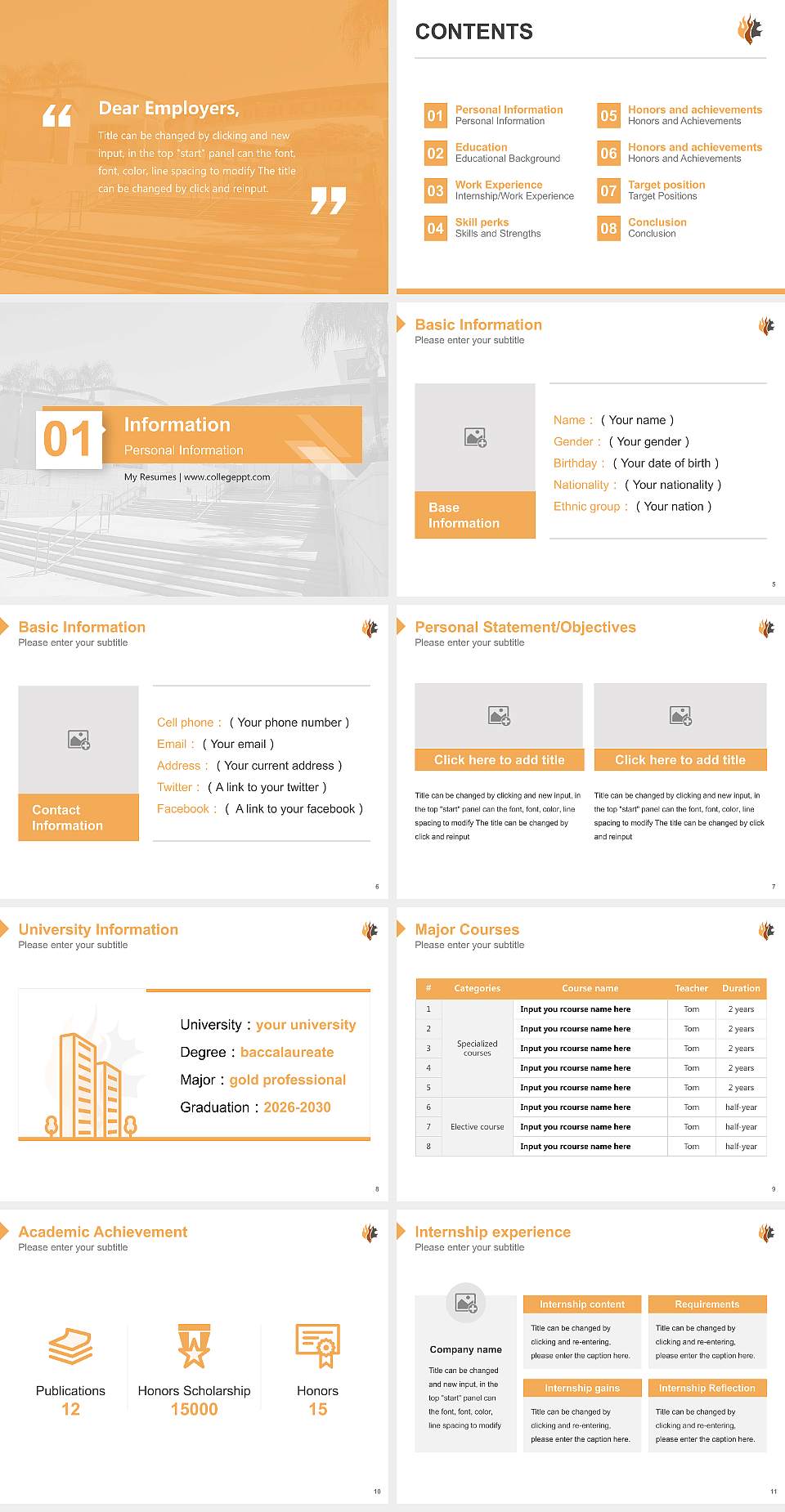 Oak Valley College Resume PPT Template4:3 ratio PPT effect preview image2