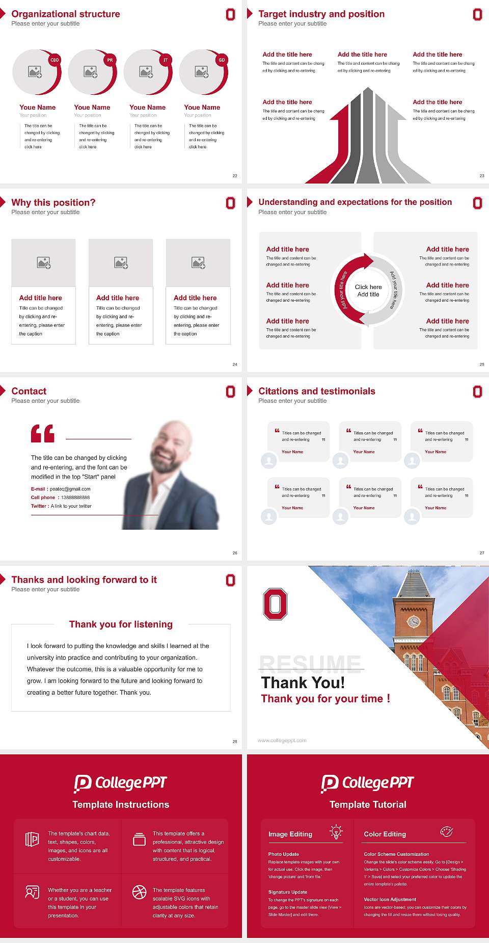 Ohio State University-Main Campus Resume PPT Template4:3 ratio PPT effect preview image4