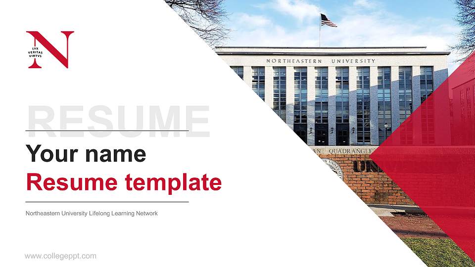 Northeastern University Lifelong Learning Network Resume PPT Template16:9 ratio PPT effect preview image