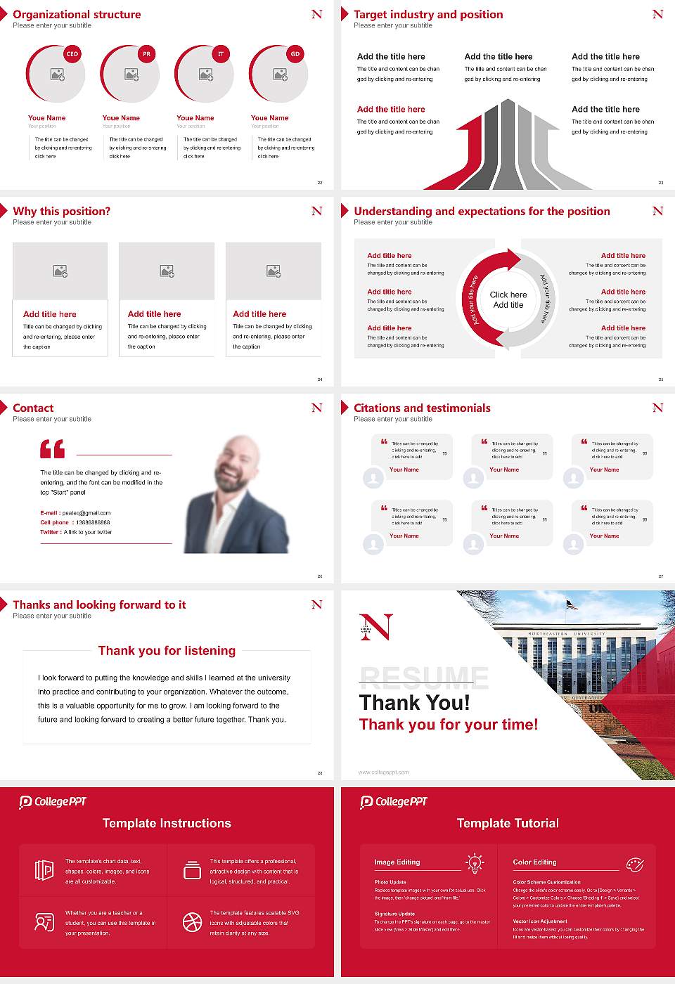 Northeastern University Lifelong Learning Network Resume PPT Template16:9 ratio PPT effect preview image4