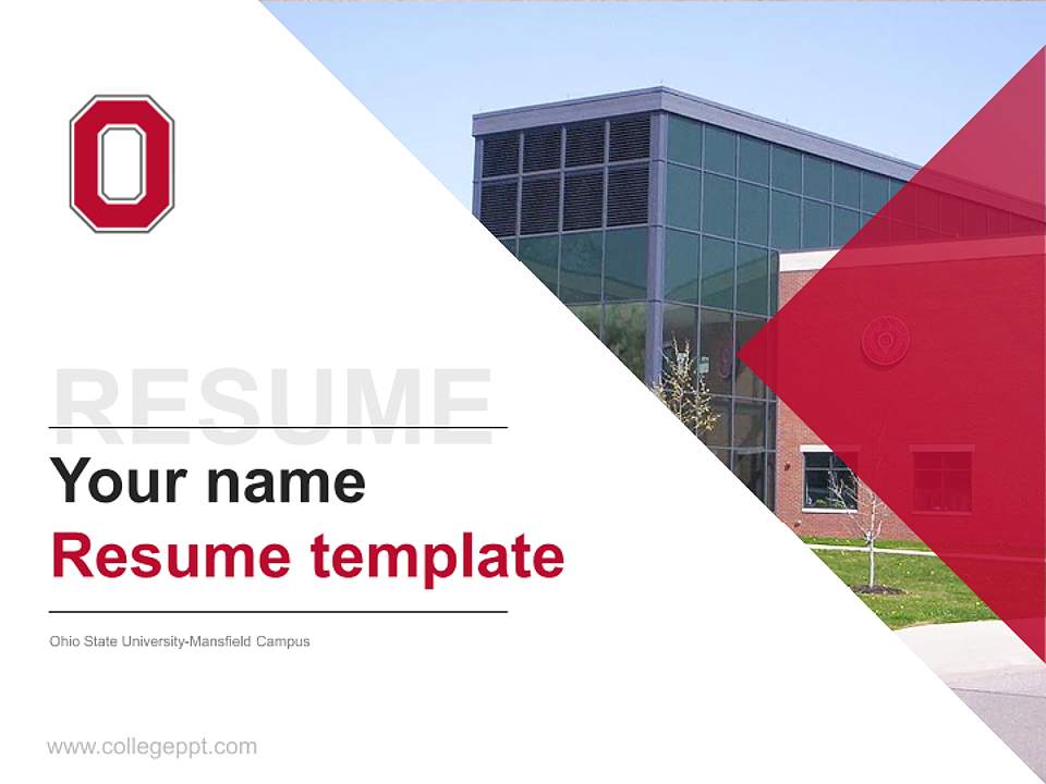 Ohio State University-Mansfield Campus Resume PPT Template4:3 ratio PPT effect preview image5