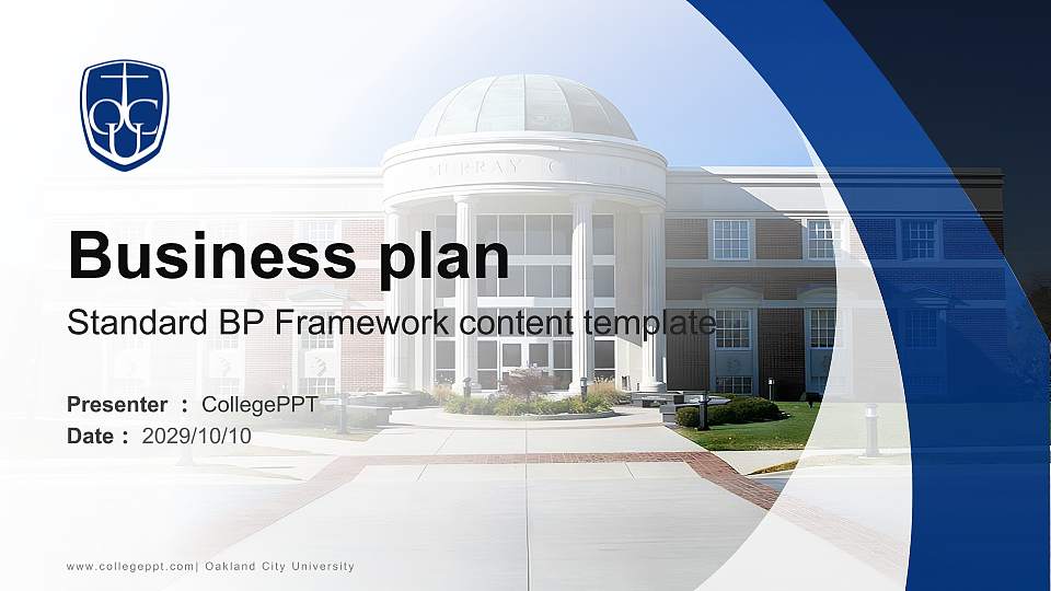 Oakland City University Competition/Entrepreneurship Contest PPT Template16:9 ratio PPT effect preview image