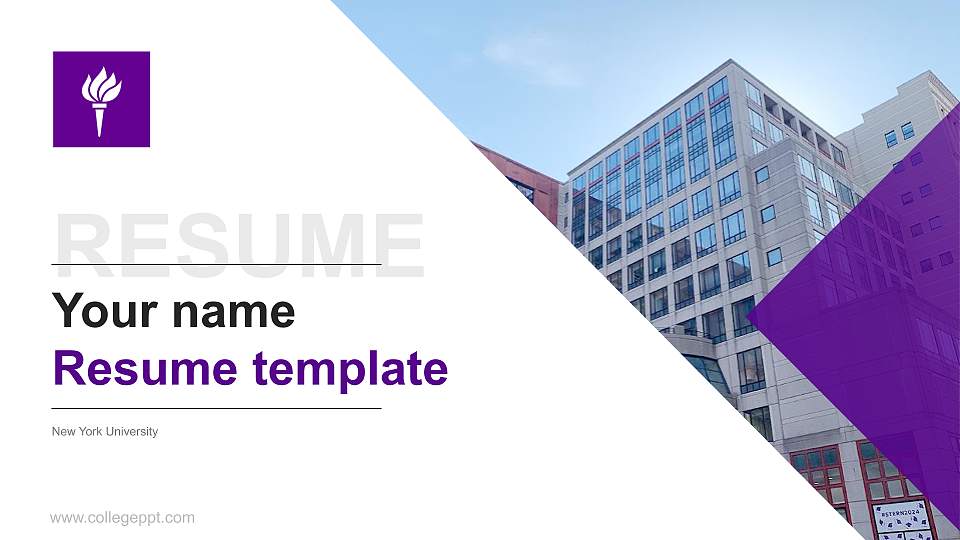New York University Resume PPT Template16:9 ratio PPT effect preview image