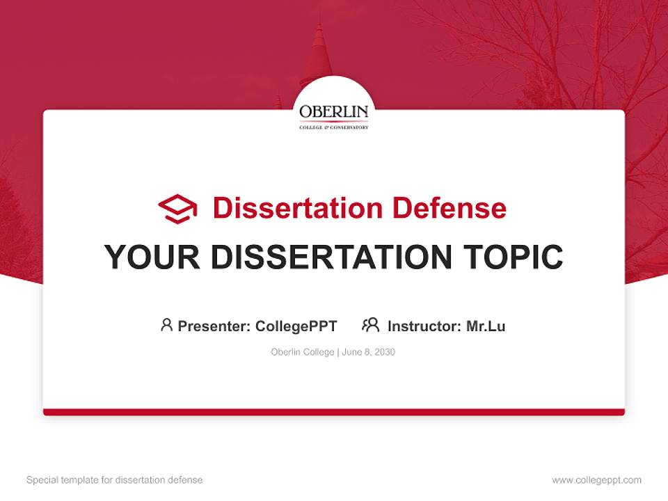 Oberlin College Graduation Thesis Defense PPT Template4:3 ratio PPT effect preview image7