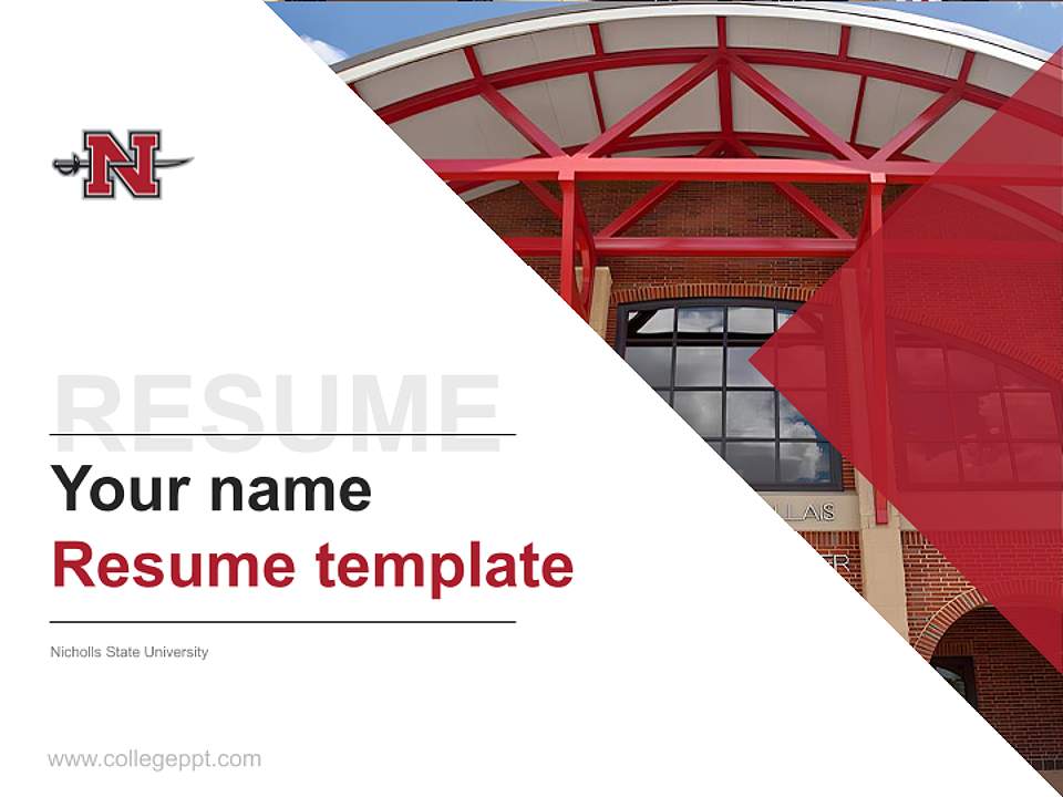 Nicholls State University Resume PPT Template4:3 ratio PPT effect preview image5